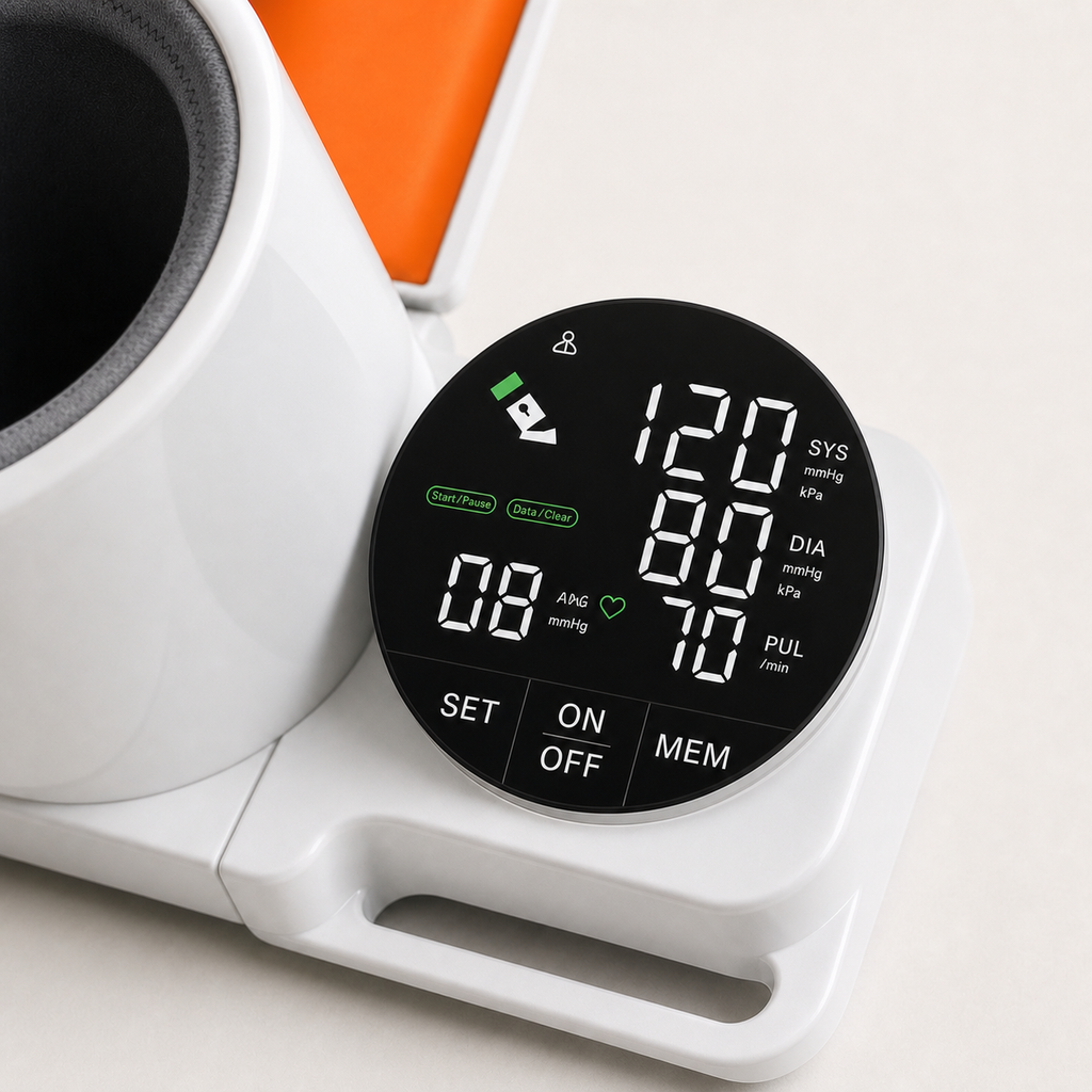 Close view of the Eluniva Care OnePress digital display and controls