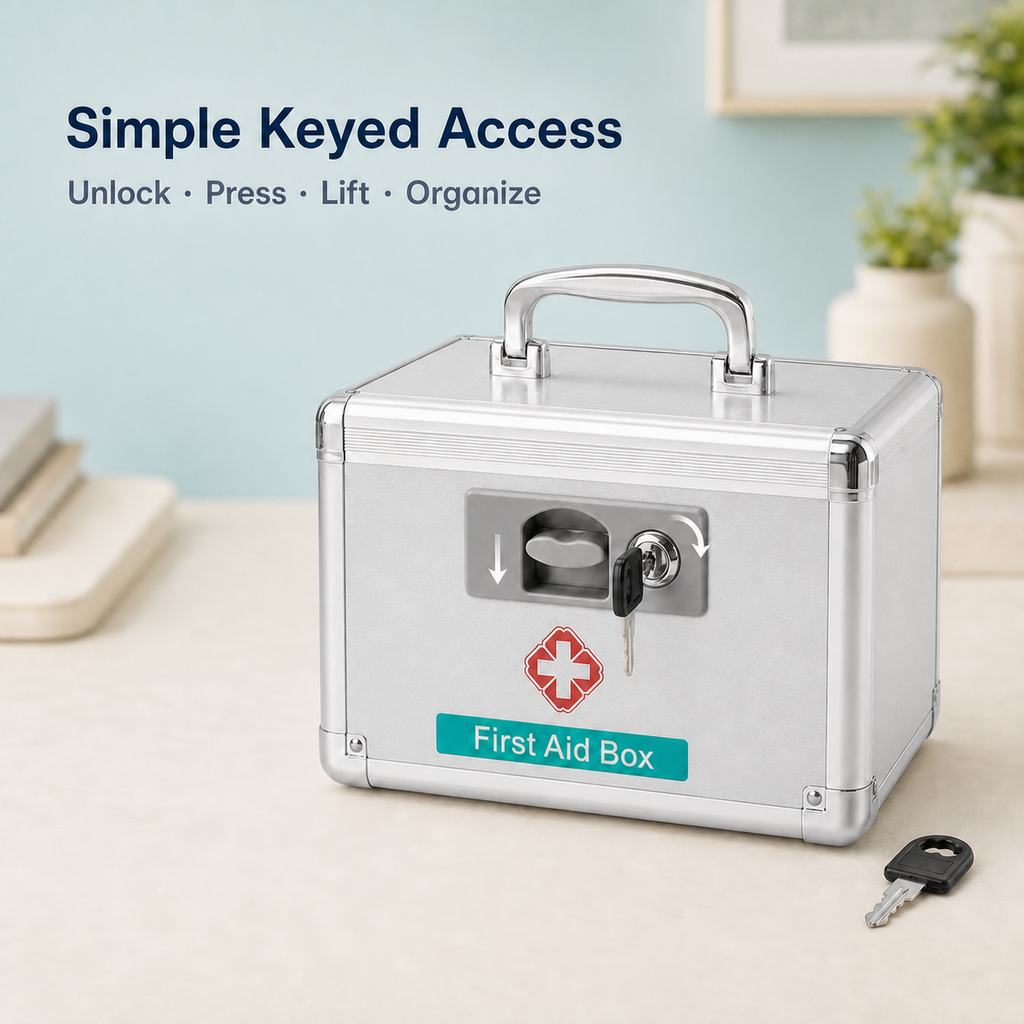 Simple keyed opening steps for silver medicine storage box