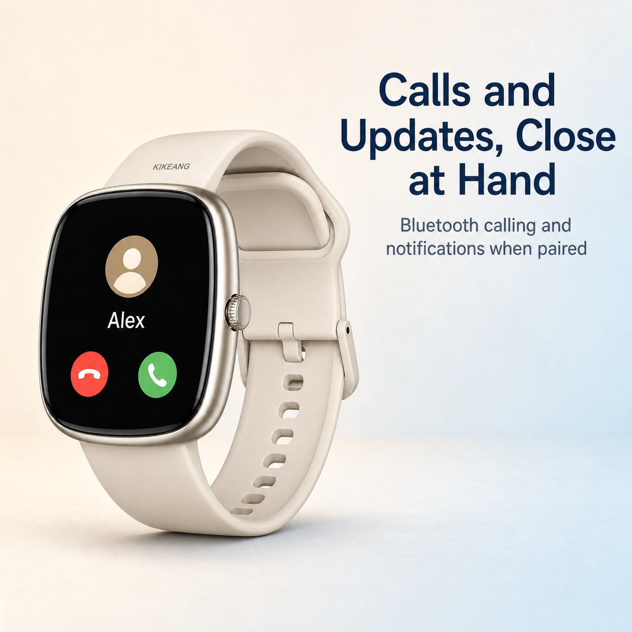 Bluetooth calling smartwatch with incoming call screen