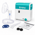 WH-02 compressor nebulizer with mask, mouthpiece, medicine cup, tubing, strap, filters, and manual