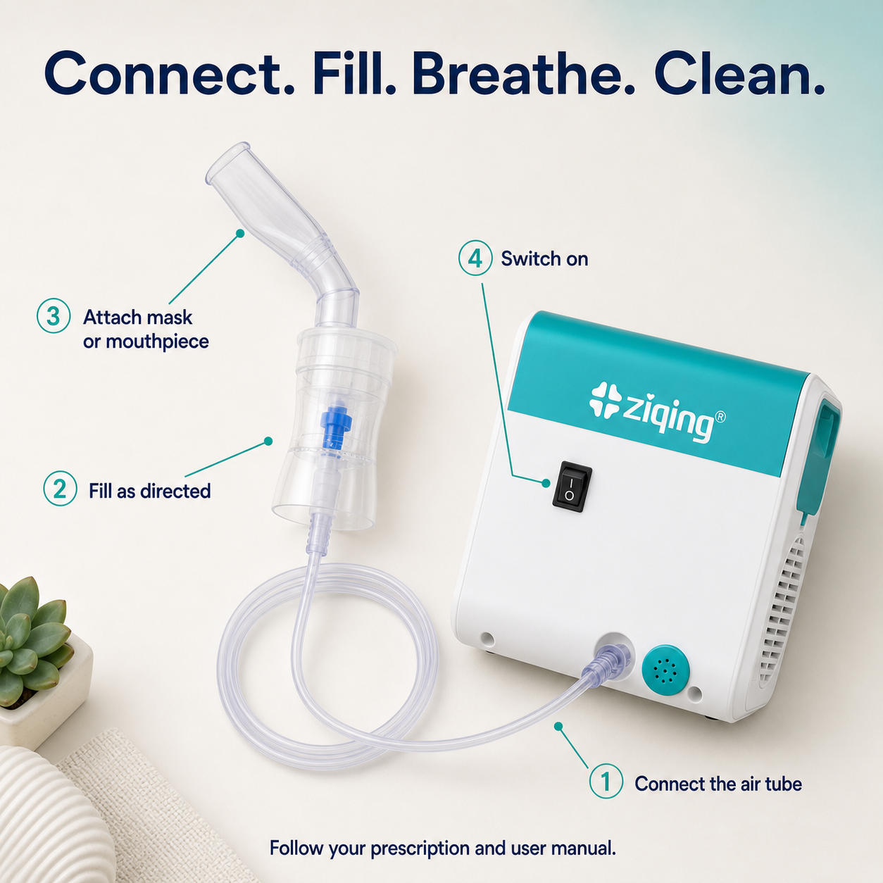 WH-02 compressor nebulizer connection and basic use steps