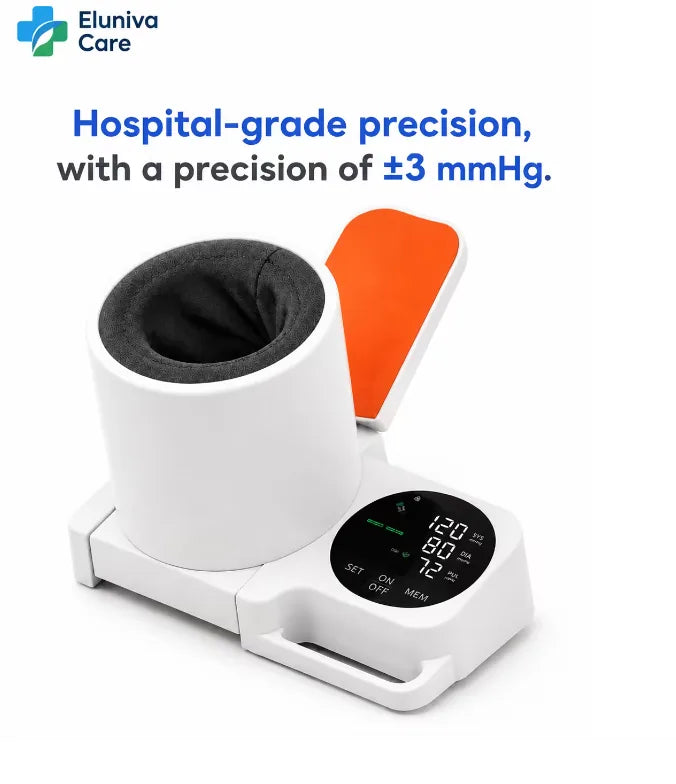 Eluniva Care OnePress blood pressure monitor with hospital-grade precision of plus or minus 3 mmHg
